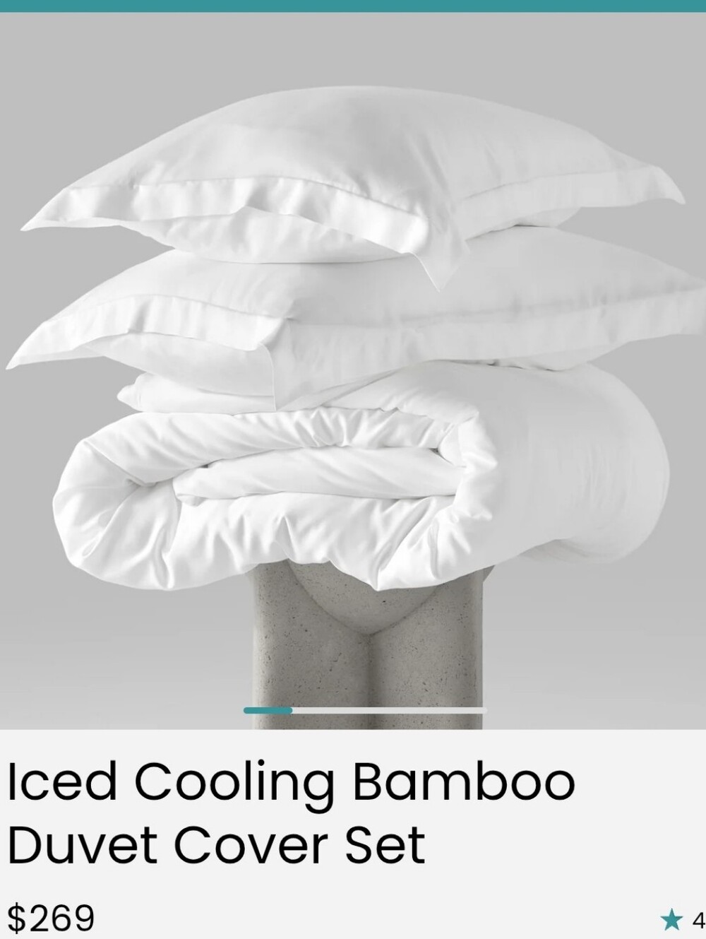 NWT Hush Iced Duvet Cover Set Queen White Bamboo Anti-Bacterial Shams Sealed